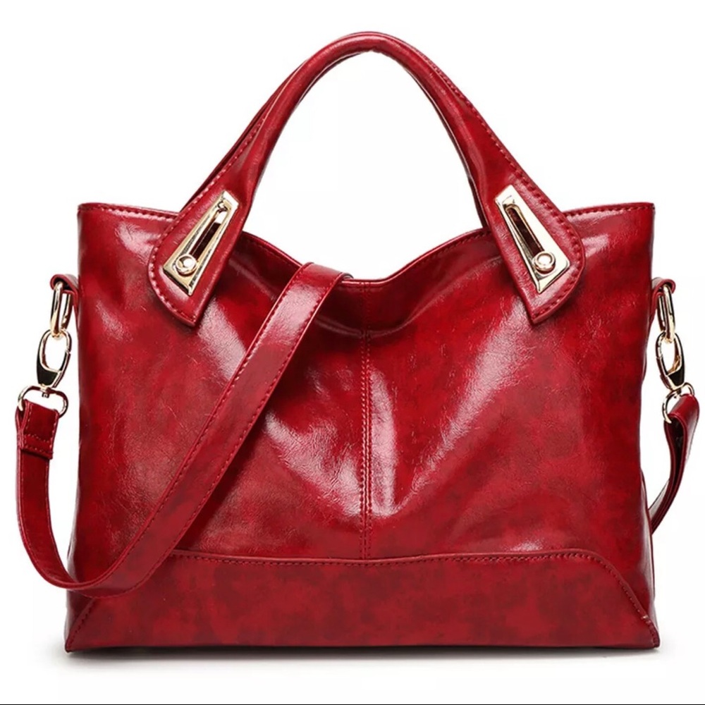 Merlot Red Wine Satchel Oiled Leather Purse